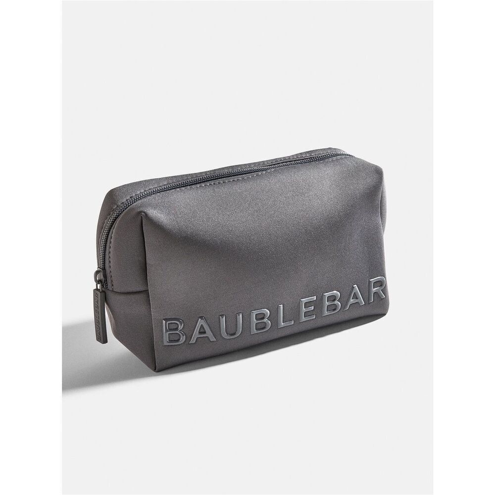 BaubleBar Heather Gray Neoprene Take It Away Storage Pouch Travel Cosmetic Bag
